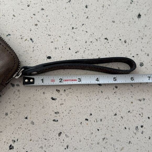 Patricia Nash Cassini Wristlet Leather Brown Turquoise Tooled Floral Zip Closure - Picture 8 of 12